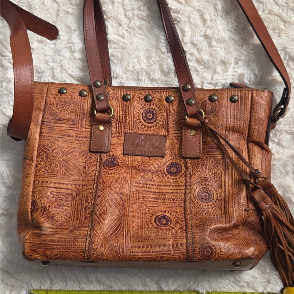 Patricia Nash Brown Patterned Leather Purse Bag